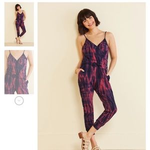 Sundry Spaghetti Strap Tie Dye Jumpsuit